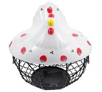 VALICLUD Cestino Porta-uova in Ferro Battuto Coperchio a Forma di Gallina, Cesto Portafrutta Decorativo in Stile Country, Contenitore di Stoccaggio per Cucina e Organizzatore Domestico