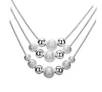 VALICLUD Corda Collana Multi-beccone Gioielli Di Perline Collane Di Perline Collane a Strati Per Le Donne Collana Di Perle D'argento Collana Di Moda Collana Di Palline D'argento