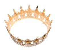 VALICLUD Corona da Sposa Barocca con Cristalli, Cerchio Oro per Donne | Tiara Nuziale Brillante, Vestibilità Sicura, Stile Retrò Regale, per Celebrazioni Principessa e Serate Barocche