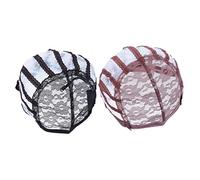 VALICLUD Cuffie Per Parrucca in Pizzo Regolabili 2 Pezzi Nero e Marrone Scuro, Cappucci Rete Traspiranti Elasticizzati Per Realizzazione Parrucche, Accessori Per Parrucchieri e Uso Professionale