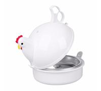 VALICLUD Cuociuova a Forma di Pollo in Plastica Bianco per Microonde, Bollitore Uova da 4 Pezzi, Utensile da Cucina per Bollire e Cuocere Uova in Maniera Rapida