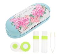 VALICLUD Custodia Professionale Per Occhiali e Lenti a Contatto Doppio Strato in Pu Resistente Chiusura Ermetica e Specchio, Porta Contatti Portatile Per Viaggi e Uso Esterno