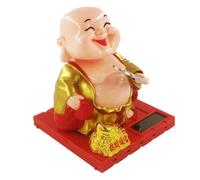 VALICLUD Decorazione Auto Maitreya Buddha in Plastico Ventola Solare Oscillante, Statuetta Classica Cinese Oro per Interno Auto e Arredamento da Scrivania