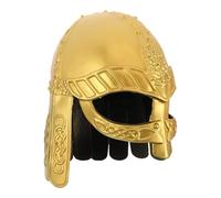 VALICLUD Elmo Vichingo in Metallo Dorato per Adulti Cinturino Elastico, Casco da Cavaliere Medievale Indossabile per Cosplay, Feste Storiche e Carnevale, Accessorio da Guerriero Vichingo