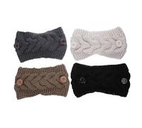 VALICLUD Fasce Invernali Bottoni e Fiocchi, Scaldacollo e Copriorecchie in Lana, Set da 4 Pezzi Colorati per Donne, Fascia Calda e Leggera per Corsa, Sci e Attività All’aperto nel Freddo