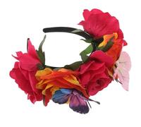 VALICLUD Fascia per Capelli da Donna con Fiori di Rosa Artificiali e Farfalla Accessorio Intrecciato in Tessuto per Feste Primaverili Decorazione Artigianale per Capelli per Party in