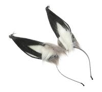 VALICLUD Fascia per con Orecchie Coniglio Peluche Accessorio Cosplay Carino per Feste Natale e Halloween Bianco e Grigio per Donne e Ragazze