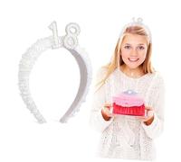 VALICLUD fascia per Fascia per il 18° compleanno Decorazioni per il 18° compleanno per ragazze Accessori per feste Cerchietto di buon compleanno per ragazze perla bianca