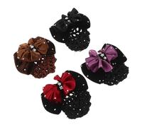 VALICLUD Fermagli per Chioma a Rete Fiocco in Velluto e Strass, Set da 4 Pezzi Multicolore, Accessori per Infermiere Conformi Dress Code, Leggeri e Stabili per Uso Professionale