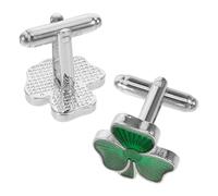 VALICLUD Gemelli da Uomo Verdi Irlandesi a Forma di Trifoglio, Set 2 Pezzi Fermacravatta Copri Bottoni, Accessori Eleganti per Camicie da Matrimonio e Smoking, Protezione Tessuto e Stile