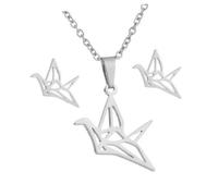 VALICLUD Gioielli Donna Argento con Collana e Orecchini Forma di Gru Origami Traforata Design Elegante e Leggero Catena Resistente Regalo Raffinato per Ogni Occasione