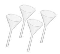 VALICLUD Imbuto in Vetro Trasparente per Olio Lampade, Set 4 Pezzi con Bocca Larga e Stelo Corto, Imbuto da Laboratorio per Ricarica Precisa e Anti-perdite, per Uso Domestico, Campeggio