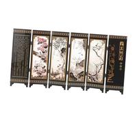 VALICLUD Mini Paravento Cinese in Legno Decorativo per Interni Divisorio da Tavolo per Soggiorno e Camera Ornamento Tradizionale con Motivi Colorati per Decorazioni Casa e Ufficio