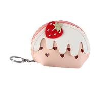 VALICLUD Mini portamonete portafoglio per carte fragola cerniera portachiavi sacchetto portamonete borsa a fragola mini portafoglio portamonete portachiavi portamonete portatile hardware rosa,