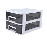 VALICLUD Mobiletto Portaoggetti in Plastica a Doppio Livello Organizer Per Ufficio e Studio Design Bianco e Nero Trasparente Per Ordinamento e Stoccaggio