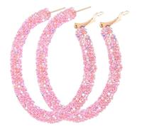 VALICLUD Orecchini Ad Anello Grandi Per Donna Paillettes Rosa, Cerchi Rotondi Per Anniversari e Feste, Gioielli Da Orecchio Luminosi e Resistenti, Design Artigianale Elegante