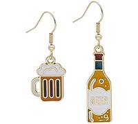 VALICLUD Orecchini Asimmetrici Birra in Metallo Leggero Per Donna e Ragazza Design Minimalista Con Pendenti Boccale e Bottiglia Gioielli Moda Per Ufficio e Uso Quotidiano Regalo Originale