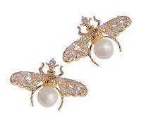 VALICLUD Orecchini Forma di Ape per Donna Orecchini Bottone Perle Vere Piccoli Gioielli per Orecchie Adatti per Feste e Cerimonie