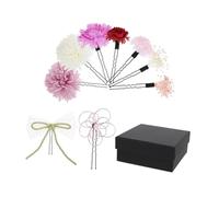 VALICLUD Ornamento per Chioma a Forma di Kimono 9 Pezzi Set Copricapo Fiori Conservati Viola Accessorio per Chioma Femminili Decorazione Festiva per Ragazza