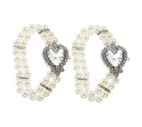 VALICLUD Orologio Da Polso Donna Bracciale Elastico a Doppio Ordine Di Perle Finte, Design Cuore Scintillante Quadrante Quadrato Piccolo, Elegante Gioiello Vintage Per Feste e Occasioni Speciali