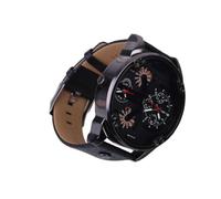 VALICLUD Orologio da Uomo Grande Quadrante in Cuoio, Stile Moda | Doppio Movimento, Calendario Integrato, Uso Quotidiano, Nero, per Amici Uomini e Gentiluomini