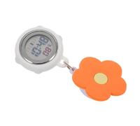 VALICLUD Orologio Digitale Infermiere Clip Retrattile e Bavero Orologio Taschino Spilla e Rivestimento Per Infermieri Illuminazione Notturna e Decorazione Floreale Arancione