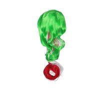 VALICLUD Parrucca Lunga Capelli Ricci e Bandiera Messicana per Donne e Ragazze Copricapo Capelli Finti per Halloween Carnevale Partita di Calcio