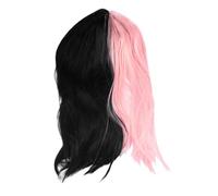 VALICLUD Parrucca Metà Nera e Metà Rosa Capelli Sintetici Sfumata Lunga e Liscia per Teatro Feste e Cosplay Adatta Tutti i Colori