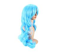 VALICLUD Parrucca Ricci Blu Pastello Amare Bangs Colorato Onda Lunghe Parrucche Parrucca Da Festa Parrucche Con La Frangia Bang Umani Funky Impostore Tu Lungo