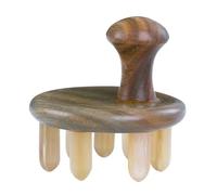 VALICLUD Pettine Massaggiante per Capelluto in Legno di Sandalo e Corno di Bue, Design a Sette Stelle, Forma Rotonda, per Rilassamento e Alleviare la Stanchezza nella Routine di Personale