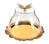 VALICLUD Piatto Vintage in Ferro con Cupola Trasparente Alzata per Dolci e Dessert con Design Francese Inciso Vassoio Rotondo da Portata Resistente e Facile da Pulire per Casa e Ristoranti