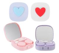 VALICLUD Porta Lenti a Contatto da Viaggio 4 Pezzi Specchio Custodia Piccola Colorata in Plastica per Donna Contenitore Protettivo per Lenti a Contatto da Esterno e Uso Quotidiano