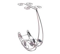 VALICLUD Portabottiglie e Porta Bicchieri in Ferro per Vino Rosso Supporto Robusto e Resistente Organizer Elegante per Bottiglie e Calici Decorazione per e Soggiorno