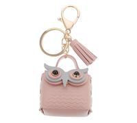 VALICLUD Portachiavi a Forma di Civetta in PU Pelle con Nappa Rosa Decorativo e Resistente Ciondolo per Borsa e Portachiavi Moda Donna Anello in Lega di Idea Regalo Creativa e Pratica