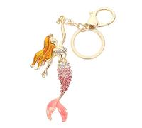 VALICLUD Portachiavi a forma di sirena, con strass, per bambini, decorazione natalizia, decorazione a forma di sirena, in metallo, viola, Colore: rosa., 15.5X3.7CM