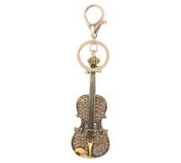 VALICLUD Portachiavi a forma di violino con strass, ciondolo a forma di violino con mini ciondolo a forma di violino, strumento musicale, per souvenir musicale, dorato, dorato,