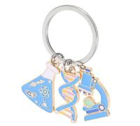 VALICLUD Portachiavi per amanti della scienza con ciondolo microscopio, per biologia, chimica, festa scientifica per festa di compleanno a tema, blu, 5.80X2.80X0.20CM