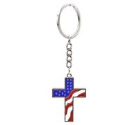 VALICLUD Portachiavi Stati Uniti D'america Croce Portachiavi In Metallo Stella Striscia Bandiera Americana Souvenir Regalo Patriottico Borsa Ciondolo Borsa