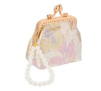 VALICLUD Portafoglio Portatile Di Perle Portamonete in Broccato Pochette Floreale Piccolo Spilla Da Fiori Portafogli Di Fiori Borsa a Tracolla in Stile Cinese Borsa Da Sposa Poliestere