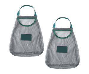 VALICLUD Sacchetti a Rete per Verdure da Appendere 2 Pezzi Organizer per Cipolle e Aglio in Borsa a Rete Verde Salvaspazio per Cucina e Dispensa Traspiranti e Riutilizzabili