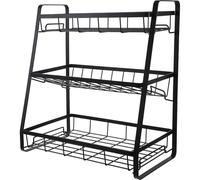 VALICLUD Scaffale da Cucina Multifunzione a 3 Ripiani in Ferro Nero, Rack Multistrato Porta Spezie e Portaoggetti per Organizzazione Casa, per Cucina, Bagno e Balcone