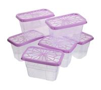 VALICLUD Scatola Deumidificatrice Riutilizzabile 6 Pezzi, Contenitore Assorbiumidità in Plastica Viola, Deumidificatore per Armadio Portatile con Carta Assorbente, per Lavanderia e Spazi