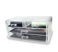 VALICLUD Scatola Di Stoccaggio Per Cosmetici in Acrilico Trasparente Estraibili Fondo in Rete Antiscivolo Rimovibile Per Rossetto Smalto Trucco e Gioielli