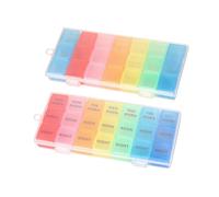 VALICLUD Scatola Porta Medicinali 7 Giorni 2 Pezzi 21 Scomparti Colorata e Staccabile Contenitore Organizzatore Famiglia Fibbie Trasparenti per Uso Quotidiano e Scuola