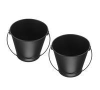 VALICLUD Secchio per Grasso Barbecue in Latta Zincata Nero 2 Pezzi Resistente ad Alte Temperature per Raccolta Olio e Grasso Durante la Cottura e Grilling