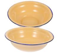 VALICLUD Set 2 Ciotole Smaltate Vintage Bacinella Smaltata Coperchio Ciotola da Portata Tonda per Zuppa Resistente per Cucina Ciotola per Alimenti 22 Cm 24 Cm