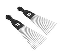VALICLUD Set 2 Pettini da Parrucchiere Nero a Ventaglio in Plastica e Acciaio, Pettine Stile Man per Massaggio Confortevole e Sollievo dal Mal di Testa, per Barber e Salon
