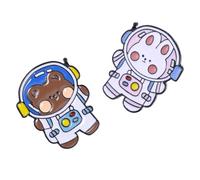 VALICLUD Set 2 Spille a Forma di Astronauta e Orso Cartoon, Distintivi Eleganti in Metallo Smaltato, Accessori Moda per Zaini e Abbigliamento Donna, Regalo Originale per Occasione Speciale