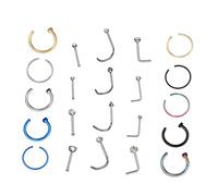 VALICLUD Set 22 Pezzi Gioielli per Piercing al Naso in Acciaio Inossidabile Colorati, Anelli e Chiodi per Naso Donna, Decorazioni Resistenti Antiruggine per Feste, Strade e Uso Quotidiano