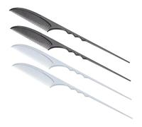 VALICLUD Set 4 Pezzi Pettini Per Cotonare Da Donna e Uomo in Fibra Di Carbonio Anticrespo, Pettini a Coda Resistenti Al Calore Per Parrucchieri, Stile Professionale Per Saloni e Uso Domestico